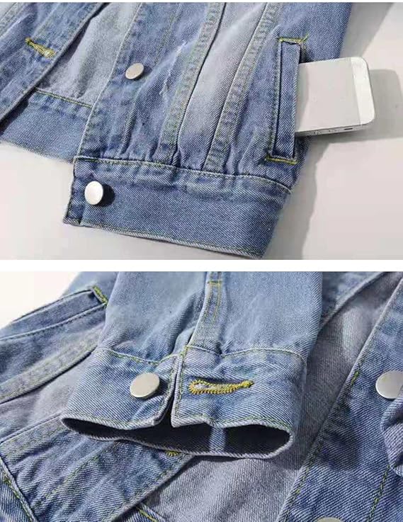 Ximssnen Women's 3/4 Sleeve Colored Cropped Denim Jacket Light Short Jean Jacket Trucker Coat F3ed05a6 5d3a 48a9 9d85 F1506a0cbc62.86bc561286b5b6aa3ce5d538b407d2b8